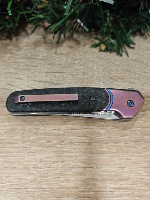 Нож Дамаск Титан и Карбон