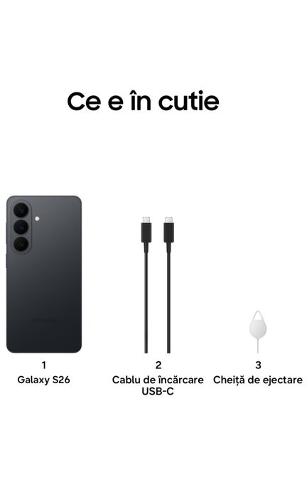 Telefon SAMSUNG Galaxy S26 5G, 512GB, 12GB RAM, Dual SIM, Black Sigilat cu garanție 2 ani