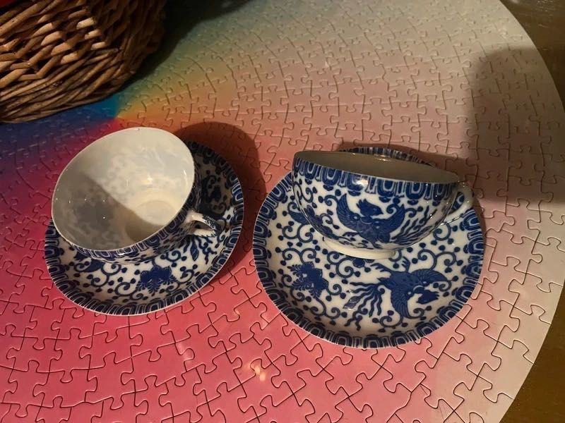 Set Duo 2 cesti noi de cafea, cu farfuriute, Made in Japan