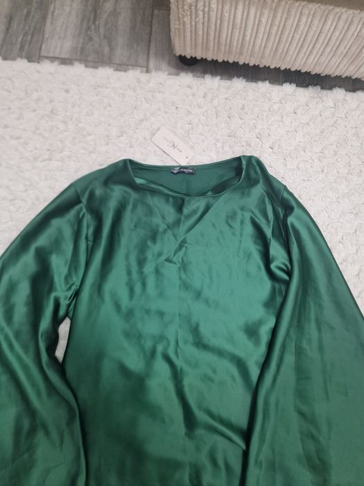 Bluza din satin verde smarald