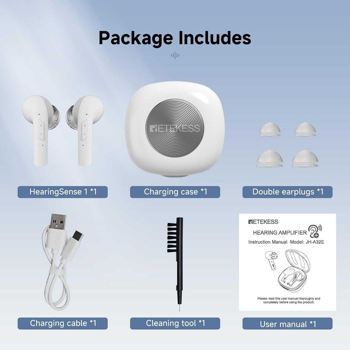 Aparat Auditiv Retekess TE101 Bluetooth 16 Canale IP64 Autonomie 48h