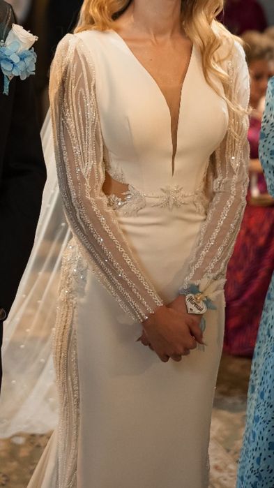 Rochie de mireasă + voal lung cu perluțe