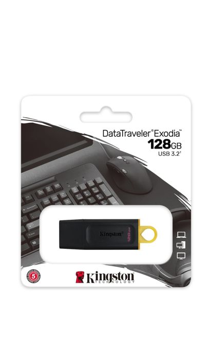 Memorie USB Kingston DataTraveler Exodia 128GB, USB 3.2, Negru/Galben