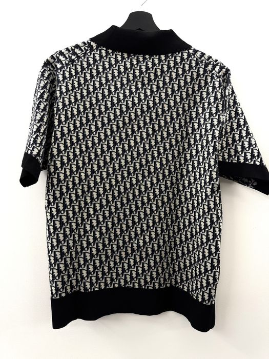 Dior Oblique Polo Shirt Beige, Blue and Black Cotton