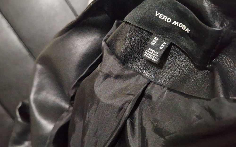 Дамско черно кожено яке Vero moda запазено