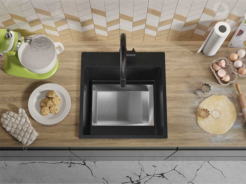 Кухненска Мивка от гранит модел РИГА XXL 430 x 500 mm - Графит