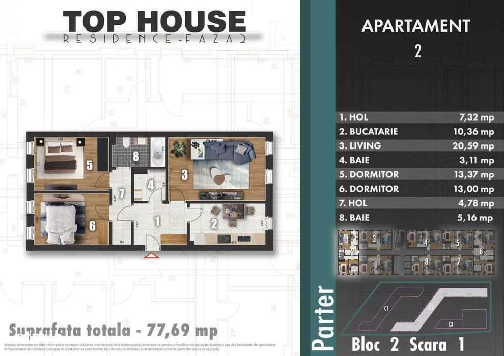 Apartament 3 camere, 77.69 mp, acces rapid metrou, zona Bd.Metalurgiei