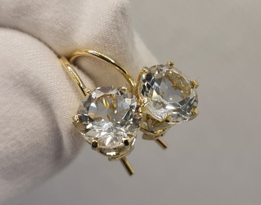 Cercei din aur 14 k cu topaz natural creat manual