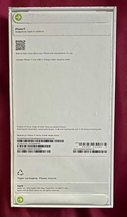 Телефон Iphone 17 на 256 гб