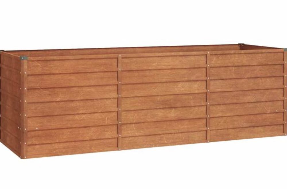 Pat de grădină înălțat, Rusty, 240x80x77 cm, oțel corten