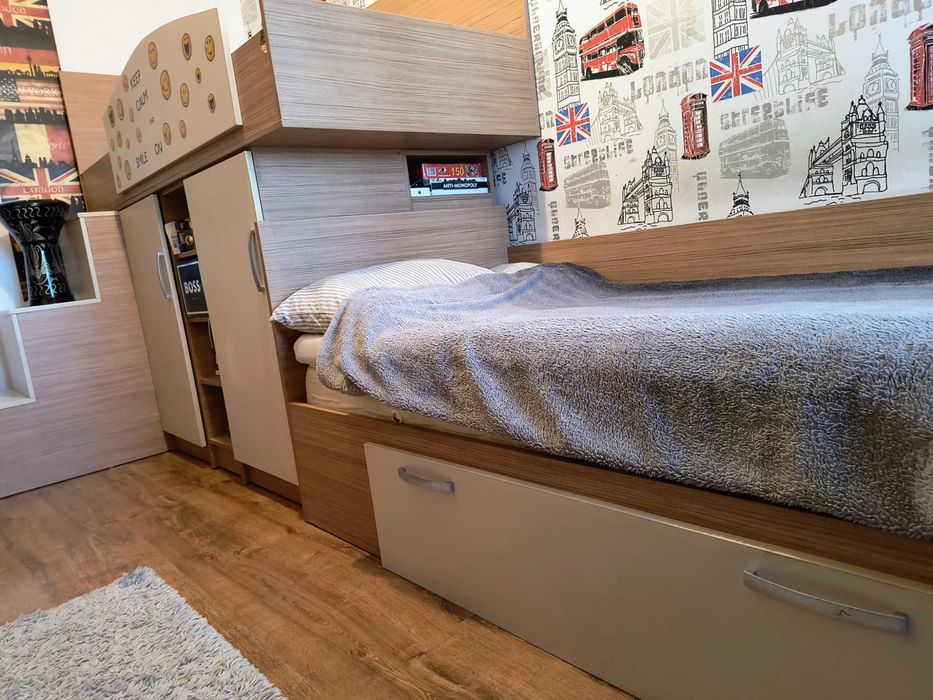 Mobila dormitor adolescenti  Lem's cu 2 paturi de o persoană