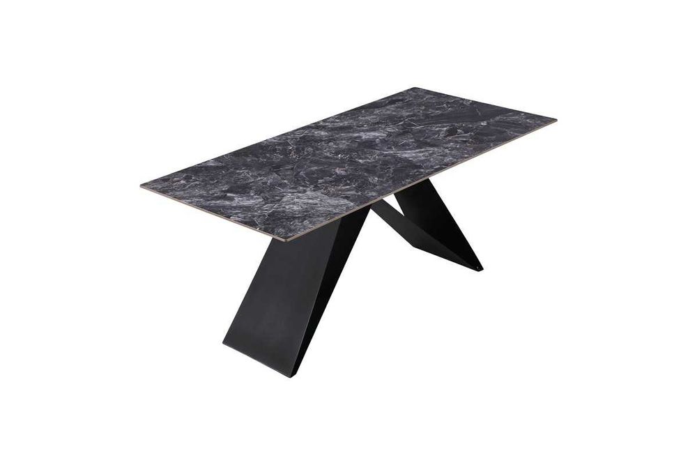 Трапезна маса Meja, Синтерован камък и метална основа, 2 цвята, 180х90