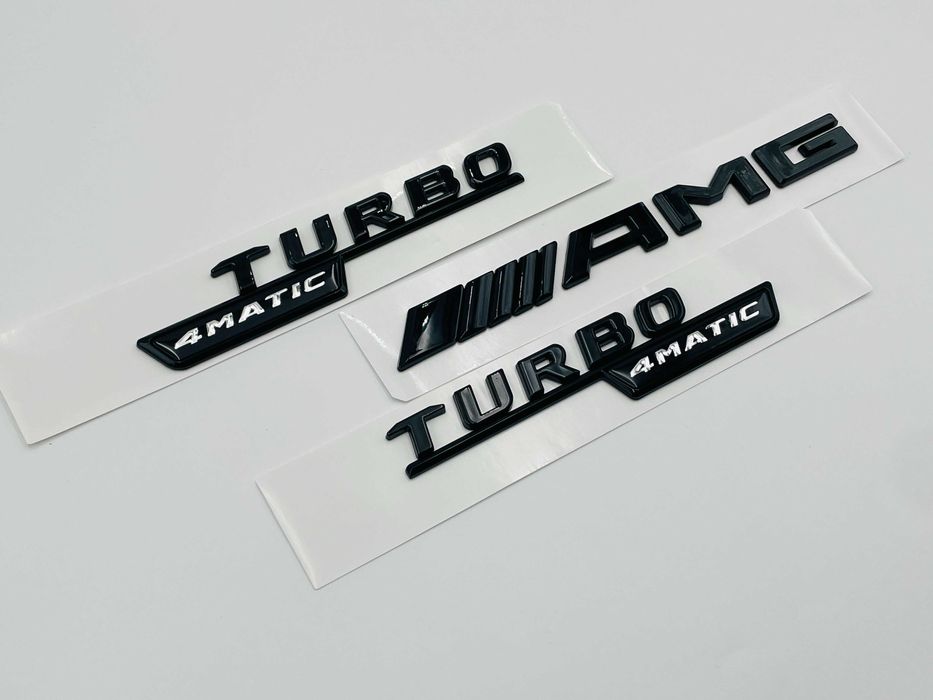 Set Embleme Compatibile Mercedes turbo 4matic AMG negru