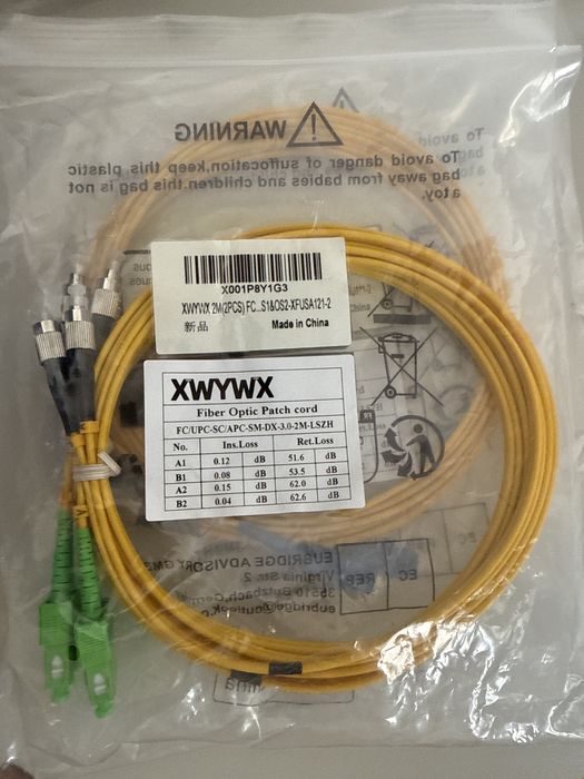 Cablu patch fibră optică 2x2m OM4 DX LSZH 3.0mm,duplex,LC FC SC ST