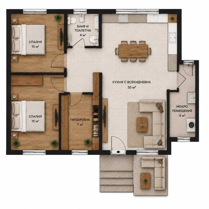 Сглобяема къща 75 м² | 2+1 | Всичко включено до етап ТАПА