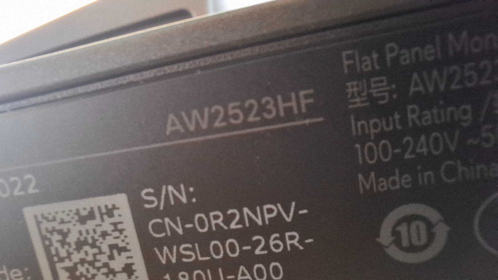 Monitor Gaming Alienware AW2523HF 24.5” Fast IPS 360Hz 0.5ms