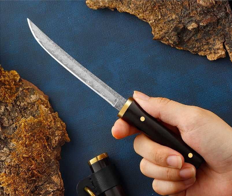 Cutit japonez Kodachi, otel Damasc, 2 modele, teaca lemn teak