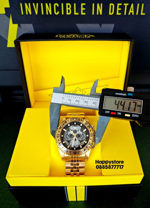 INVICTA Muertos Gold steel 44 mm, Инвикта нов ръчен часовник