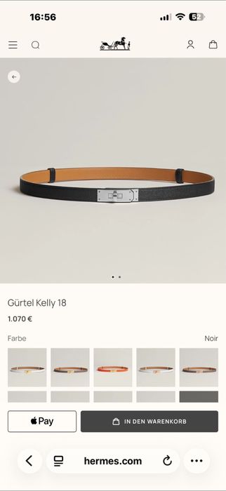 Curea Hermès Kelly 18 - cu cutie și husă de protecție