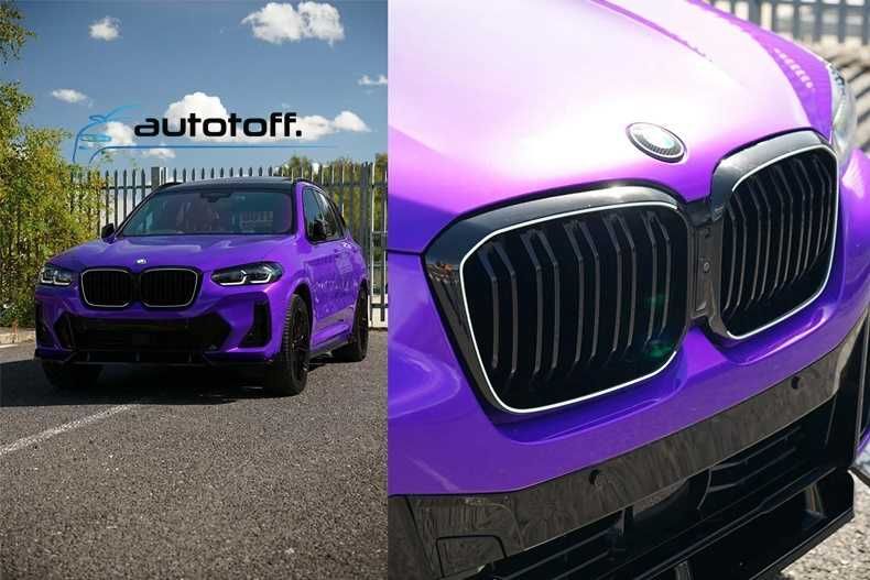 Grila dubla compatibila cu BMW X3 G01 X4 G02 Facelift (22-24) Negru lucios cu LED