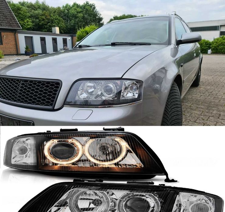 фарове Ауди А6 Ц5 Нови Черни Фейслифт ейнджъл Audi A6 C5 99-01 DEPO
