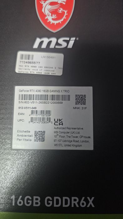 RTX 4080 MSI gaming x trio