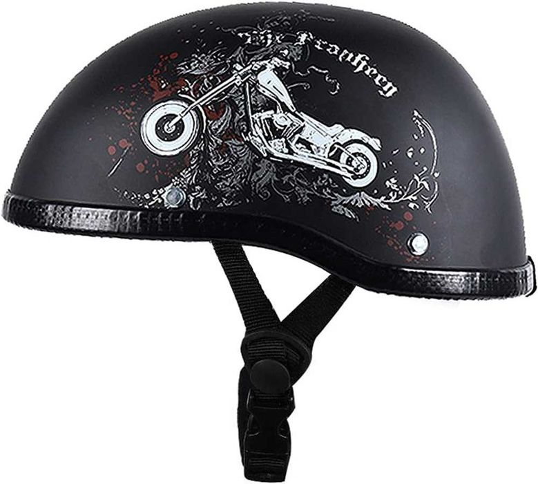 Каска за мотор тип канче - Черен Мат/Гланц.