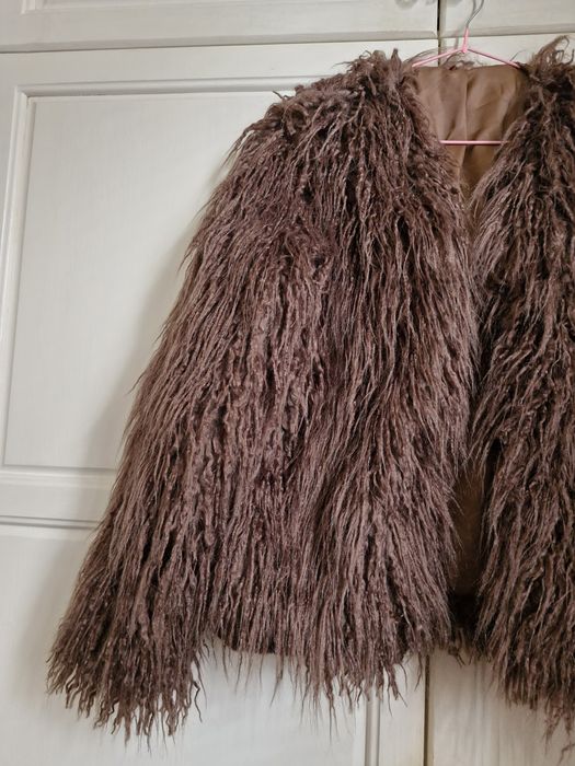 ново дамско палто косъм кафяв