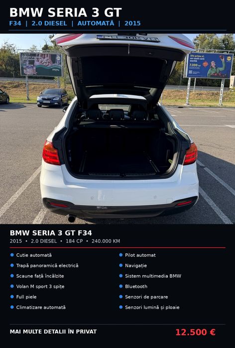 Vând BMW seria 3 GT  full panormaic foarte bine întreținut ,