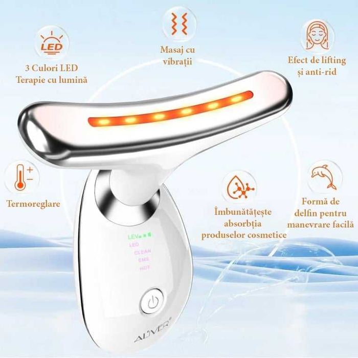 Dispozitiv Facial Prof Anti-Rid 5 în 1 LED, EMS, Masaj Termic, Lifting