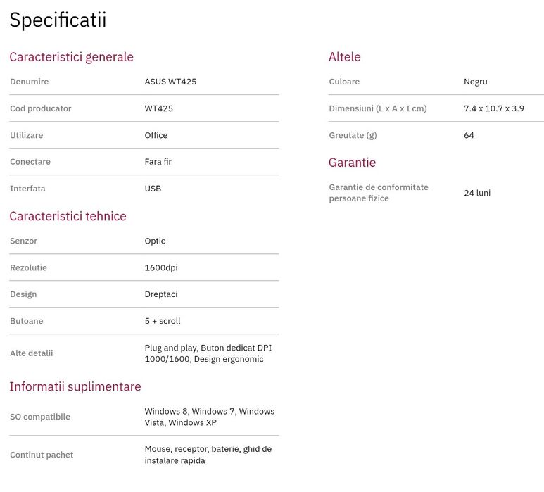 Asus WT 425 Wireless Optical Mouse