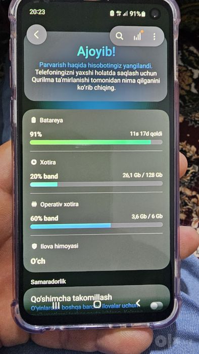 Samsung s 10 e 128 gb xotira 6 gb ram