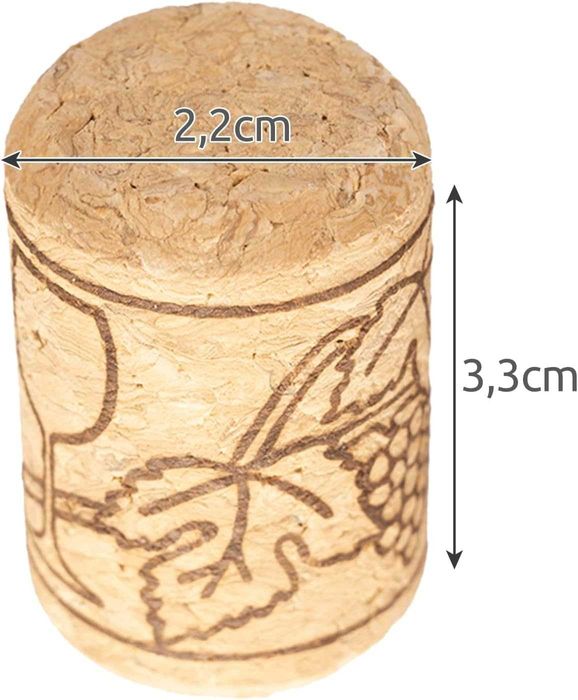 Set 100 dopuri din pluta naturala pentru sticle de vin 2.2 x 3.3 cm