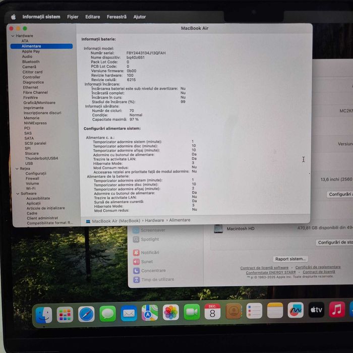 Laptop Apple MacBook Air M2 2022 8gb 512gb Blue 70 cicluri Zeus 34520