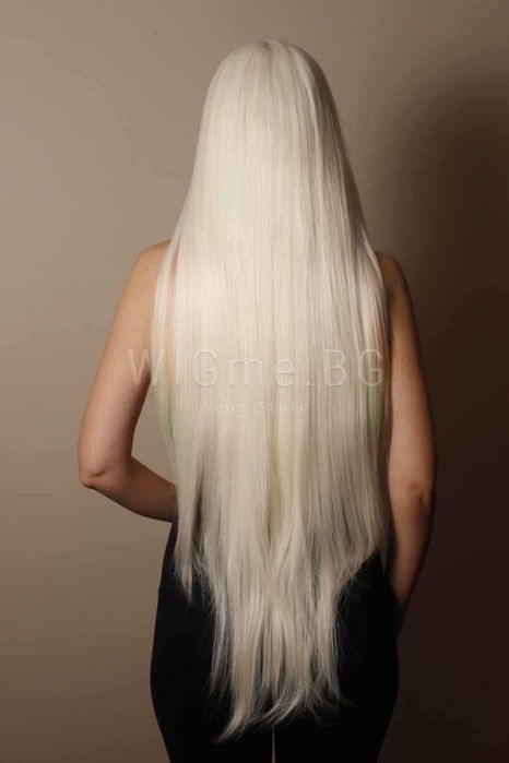 Дълга руса с цветни кичури лейс фронт перука Сара