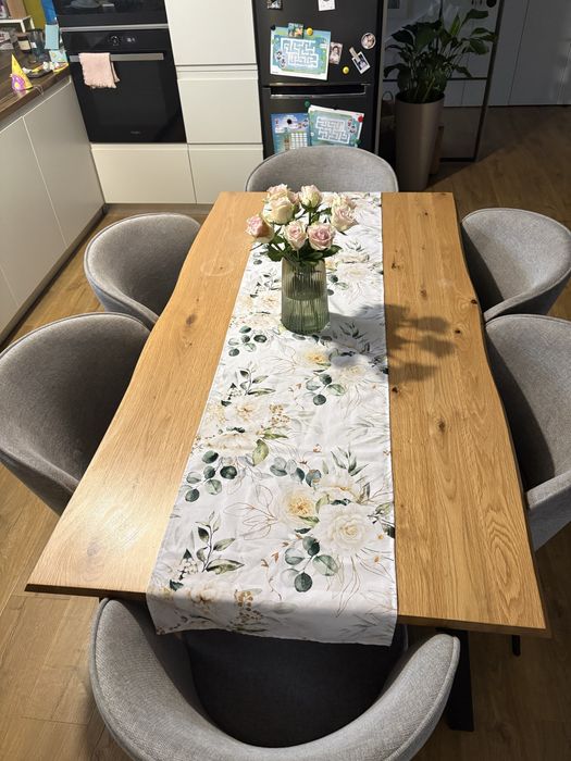 Masa dining stejar natur + 6 scaune