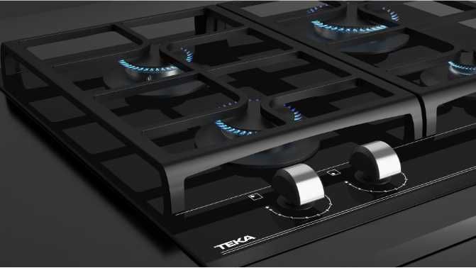 Plita incorporabila TEKA GZC 64300 XBN Gaz, 4 arzatoare Aprindere electrica Gratar fonta 60 cm Sticla neagra
