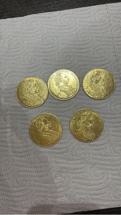 Vand monede placate cu aur de 24k Frank Iosif 4 ducat
