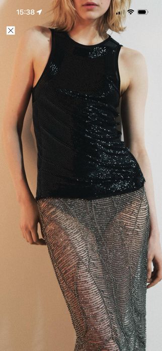 Нов топ с мъниста Zara, с етикет, размер М