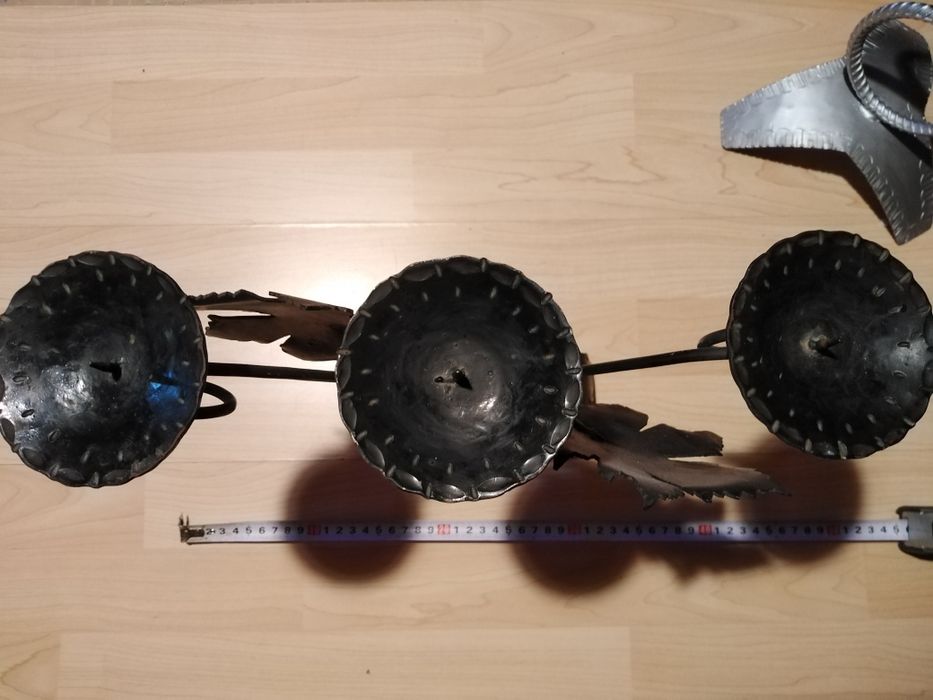 Стари метални свещници ръчна изработка/двоен и троен