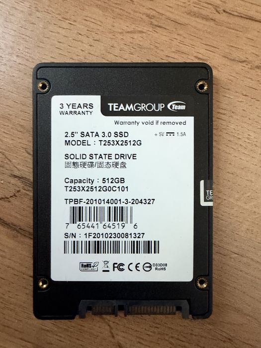 SSD SATA Team Group 512gb 99% здоровье