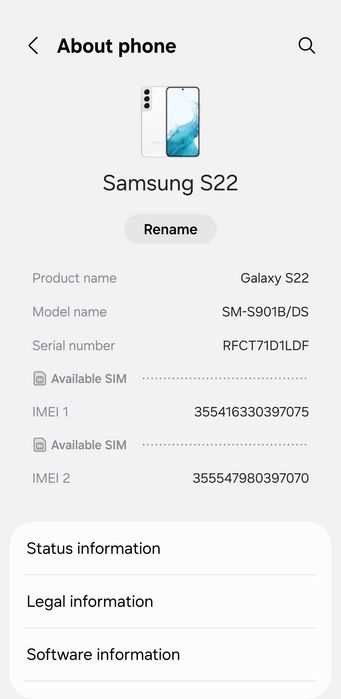 Samsung Galaxy S22 dual бял
