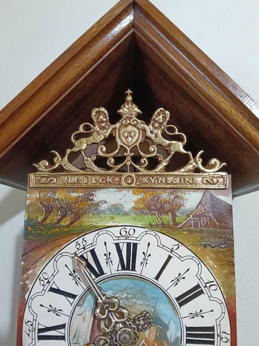Ceas de perete cu pendul model olandez pictat manual
