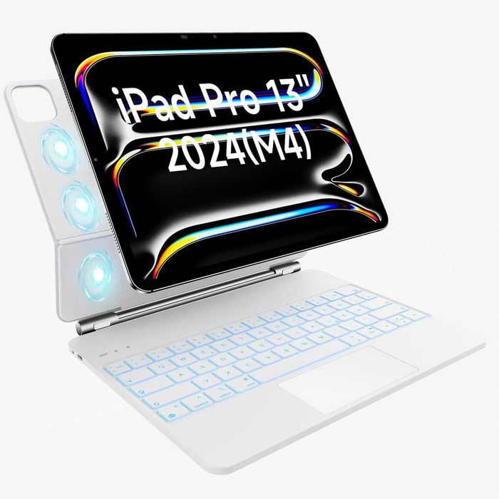 Магнитна клавиатура за iPad Pro 13 (M4) 2024 - Бяла, Magic Style