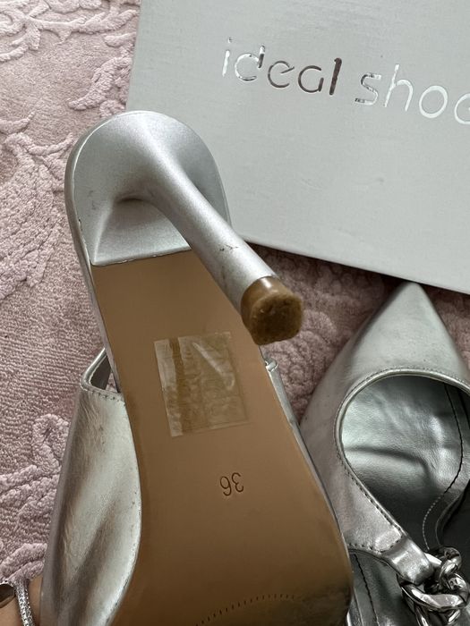 Vand pantofi piele gri metalic