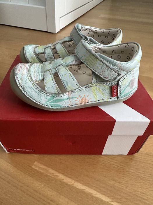 Sandale Kickers din piele, inchidere velcro, 25 EU, interior 15.7 cm