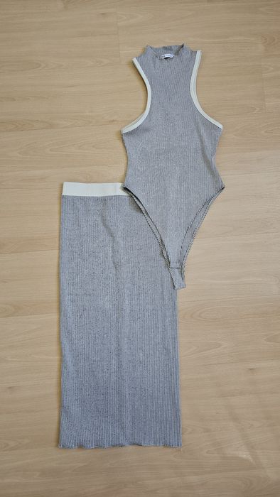 Сив костюм Боди + Пола Zara