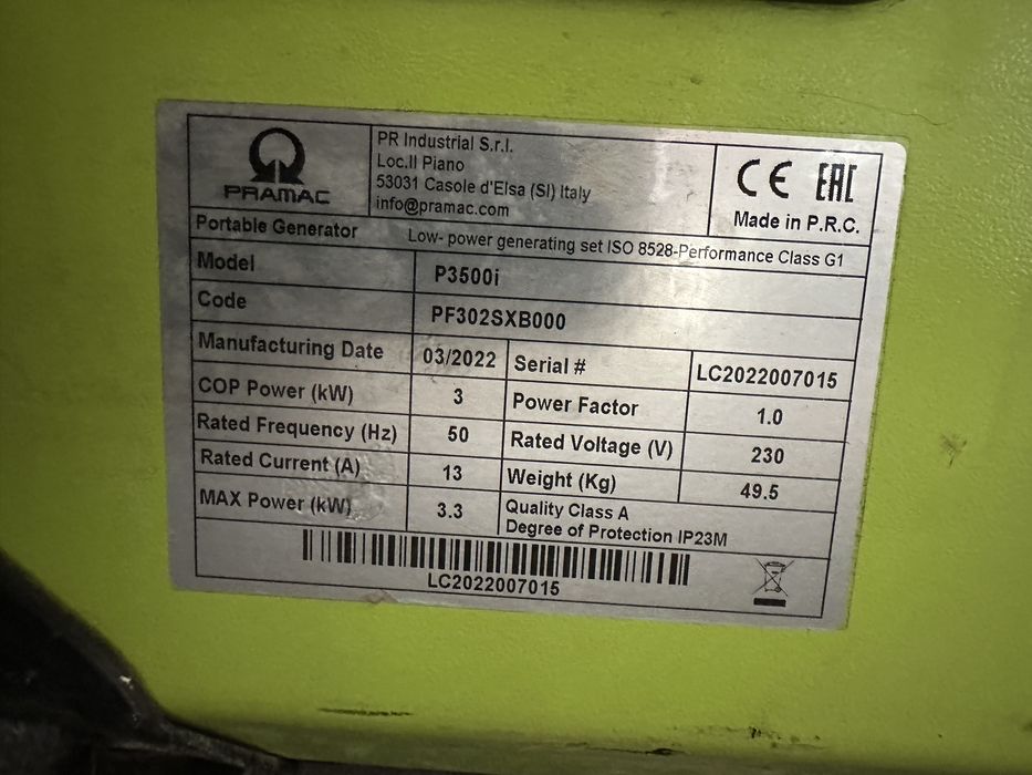 Generator pramac p3500 i