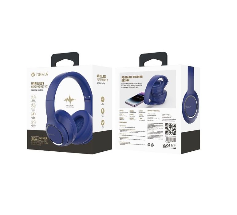 Casti Wireless Bluetooth Devia On-Ear Kintone Albastru