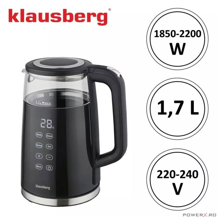 Fierbator electric, fabricat din sticla borosilicata, panou LED,